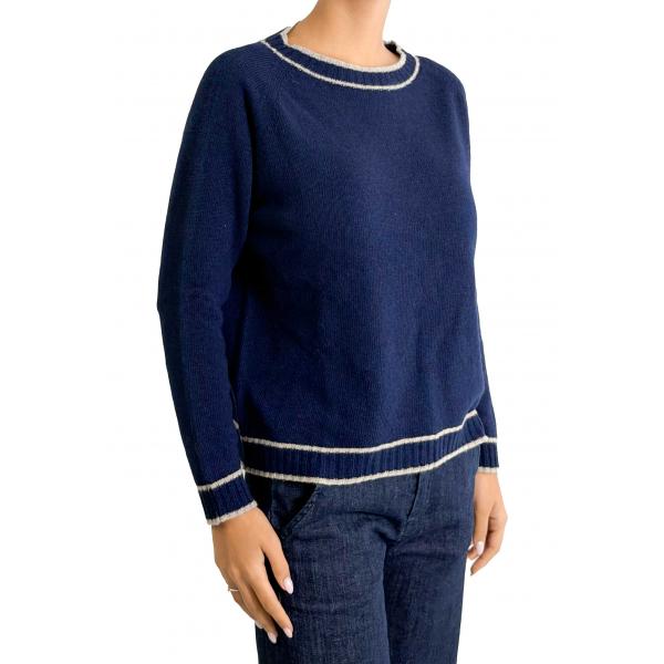 Maglione con bordi a contrasto di colore girocollo 